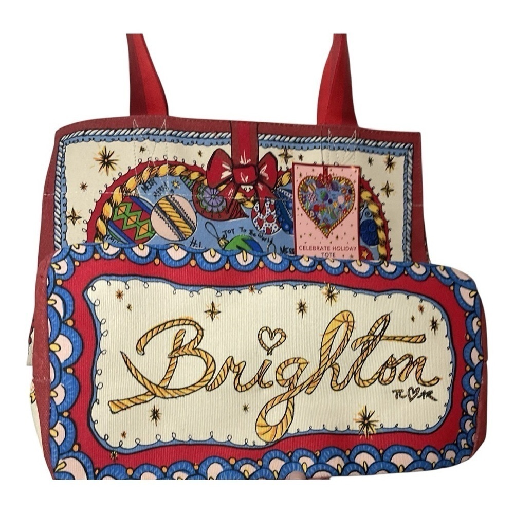 Brighton Large Canvas Heart Tote Holiday Celebrate Bag NWT